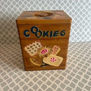 Hand-Painted Wooden Cookie Jar